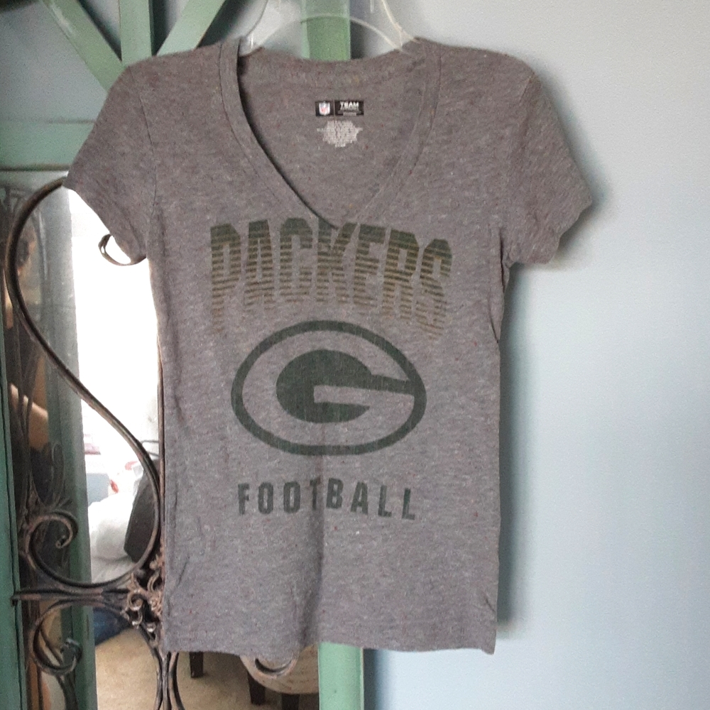 NFL Football Greenbay Packers Multicolor V-neck Top